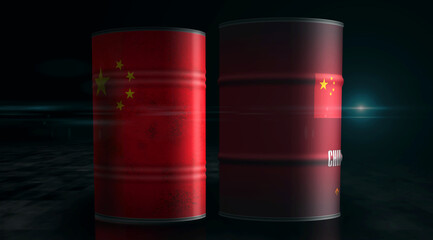 China oil crude petroleum fuel barrels in row