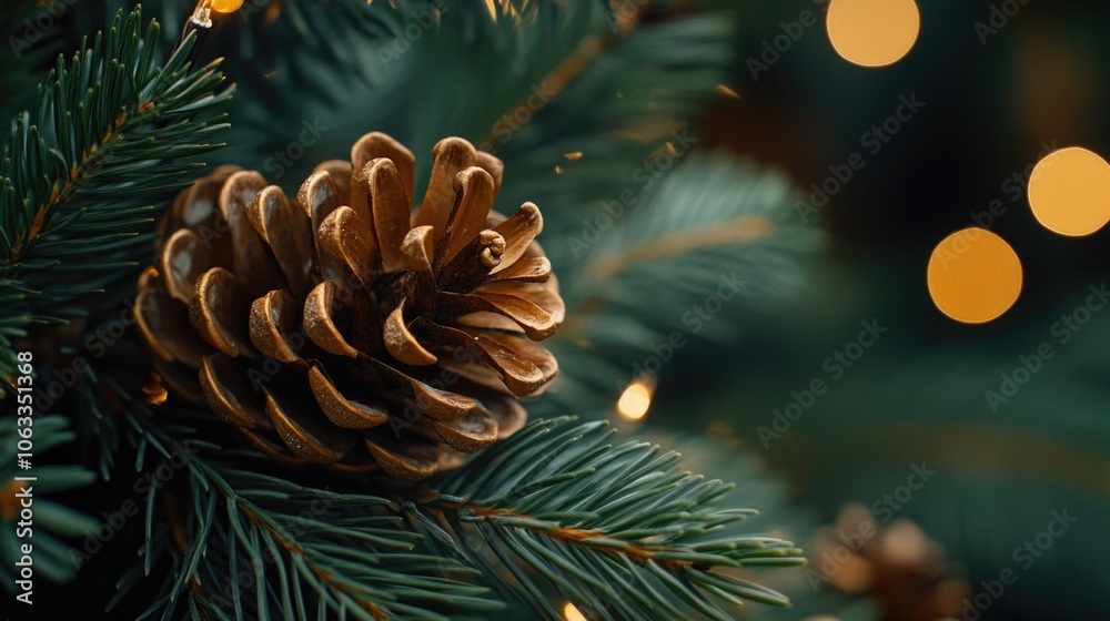 Poster A pine cone sits atop a pine tree, providing a natural and rustic scene for various uses