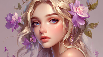 Fototapeta premium Beautiful Kawaii Bride: Charming Anime Art Illustration
