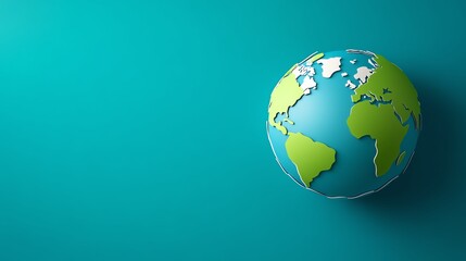 A vibrant globe positioned against a turquoise background, representing global connectivity and environmental awareness.