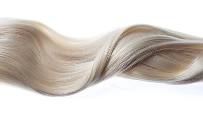 Single strand of human hair with texture under microscopic view, on white background