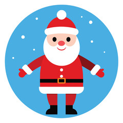 a cartoon illustration of Santa Claus in a snowy landscape