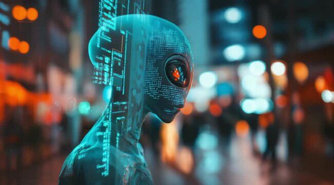 Close up scene of alien technology, Camera slow motion with different angles