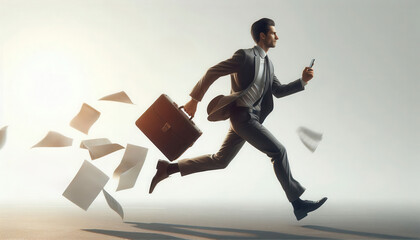 Businessman running to a meeting
