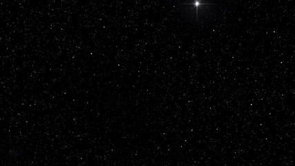 Fototapeta premium A black and white image of a starry sky with a bright star in the center