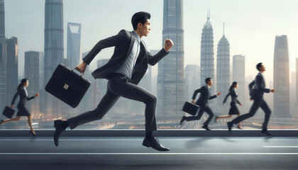 Fototapeta premium Businessman running to a meeting