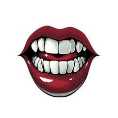 Naklejka premium A cartoonish drawing of a mouth with teeth and a tongue sticking out