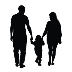 a family are walking holding hand and enjoy the moment