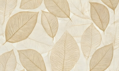 Obraz premium A seamless pattern of delicate, brown leaf skeletons.