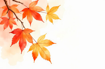 Watercolor autumn leaves banner. Yellow leaves with an empty space for text. Autumn postcard with watercolor spots.
