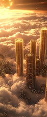 A breathtaking long shot of a cryptocurrency city