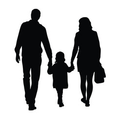 a family are walking holding hand and enjoy the moment