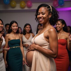 Obraz premium African American pregnant woman at celebration gathering