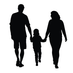 a family are walking holding hand and enjoy the moment