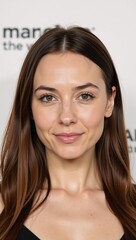 Naklejka premium Image depicting an adult woman with brown hair as a close-up portrait