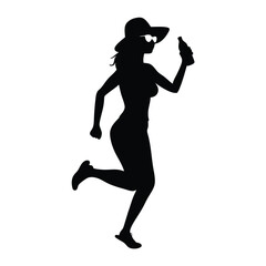 a woman running vector silhouette isolated white background