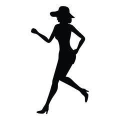 a woman running vector silhouette isolated white background