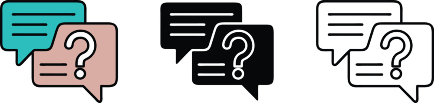 Question Mark Chat Bubbles in Three Styles