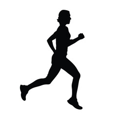 a woman running vector silhouette isolated white background