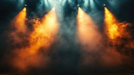 Dramatic Stage Lighting with Colorful Smoke Effects