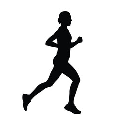 a woman running vector silhouette isolated white background
