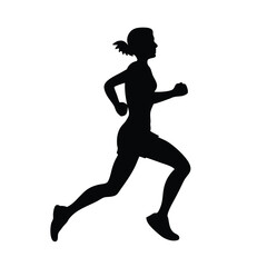 a woman running vector silhouette isolated white background
