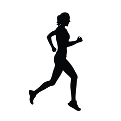 a woman running vector silhouette isolated white background