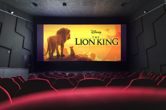 The Lion King animation movie on the screen in the cinema