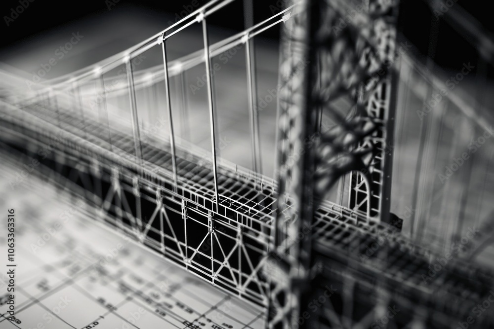 Poster a simple illustration of a bridge design on a sheet of paper, useful for educational or conceptual p