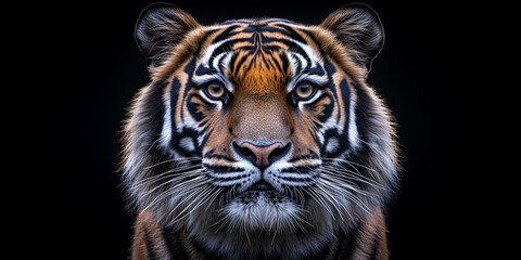 Obraz premium Majestic Tiger Portrait With Intense Eyes and Striking Stripes