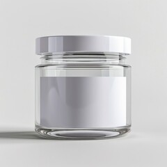 empty glass jar on white. Mockup jar on white background