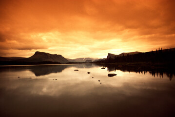 sunset over the lake