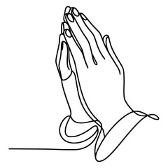 one line drawing praying hand religious vector illustration template design