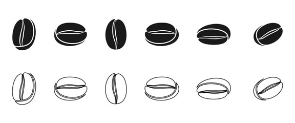 coffee bean icon set vector illustration isolated on white background.