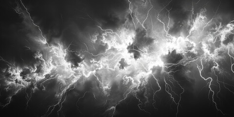 A dramatic photo of lightning illuminating the dark clouds, suitable for weather-related or dramatic scenes