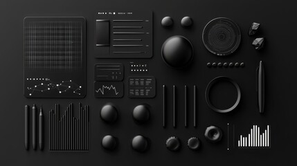 Fototapeta premium Black Wireframe Template for User Interface Design