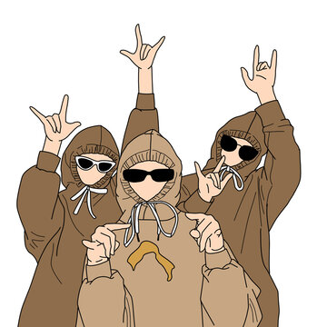 Illustration of bff (three members)