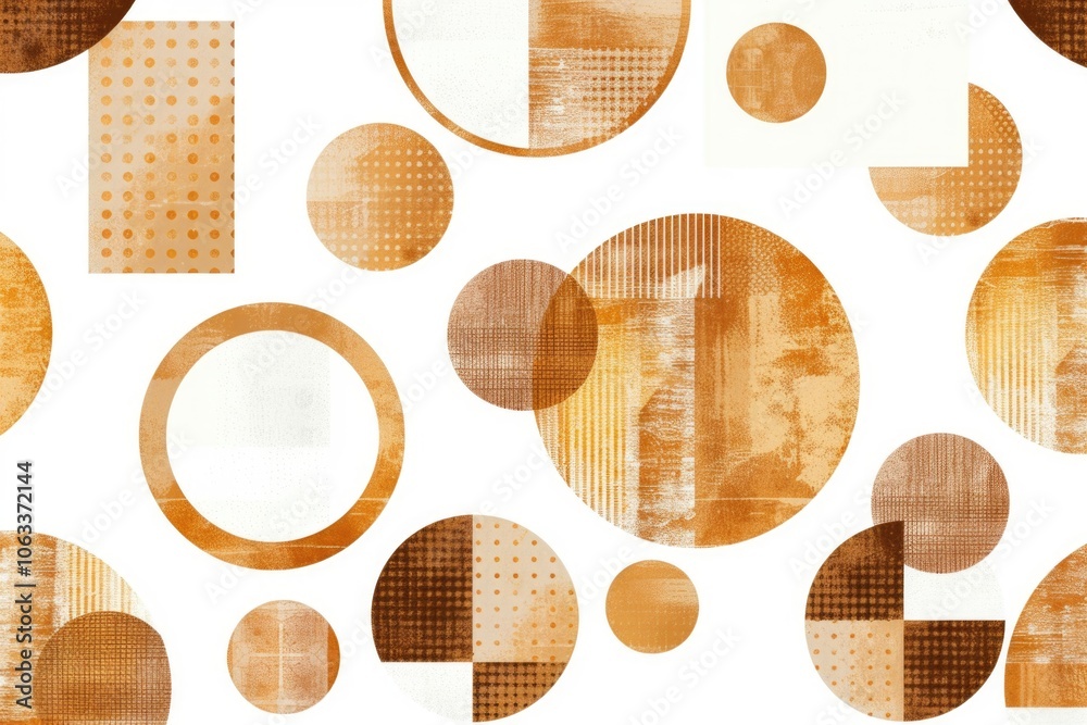 Poster A simple design featuring patterns of circles and squares on a white background, ideal for use in presentations, reports, or as a template