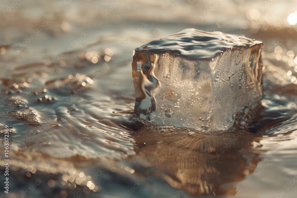 Poster a single piece of ice floating on the surface of a body of water