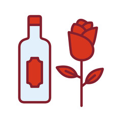Wine and Roses Vector Icon