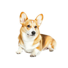 Adorable Pembroke Welsh Corgi Dog Lying Down and Looking to the Side
