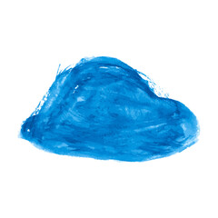 Blue watercolor blot background. Brush stroke abstract shape. Paint stain wallpaper.