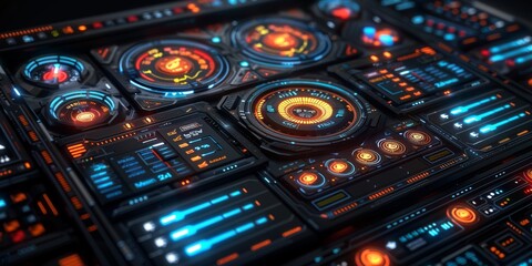 Obraz premium A vibrant and interactive global supply chain management interface featuring real-time analytics and customizable dashboards for enhanced operational efficiency