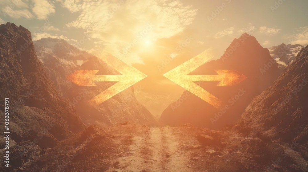 Leinwandbilder This visual effect is created by two arrows pointing towards each other -