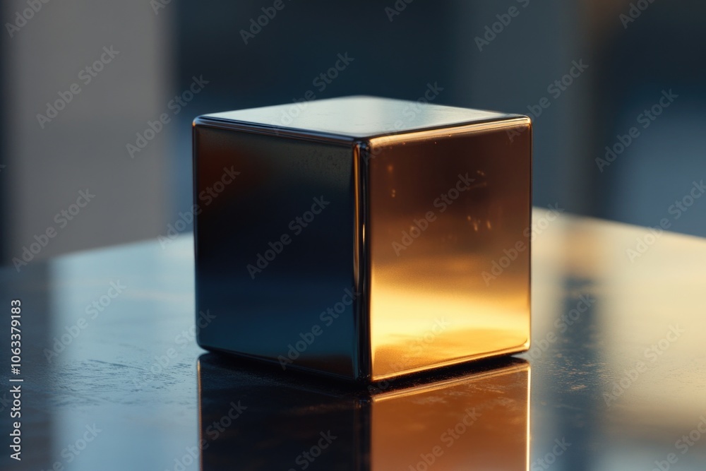 Poster a metallic container placed on a surface, suitable for product or office settings