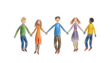 Obraz premium Holding Hands Circle Illustration PNG - Hand-Drawn Design on Transparent Background for Unity and Community Themes