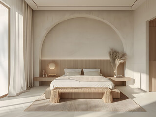 Clean lines, light colors, and natural materials create a serene Scandinavian-style bedroom oasis.
