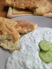 Homemade Tzatziki with Rustic Flatbread – Minimalist Food Photography