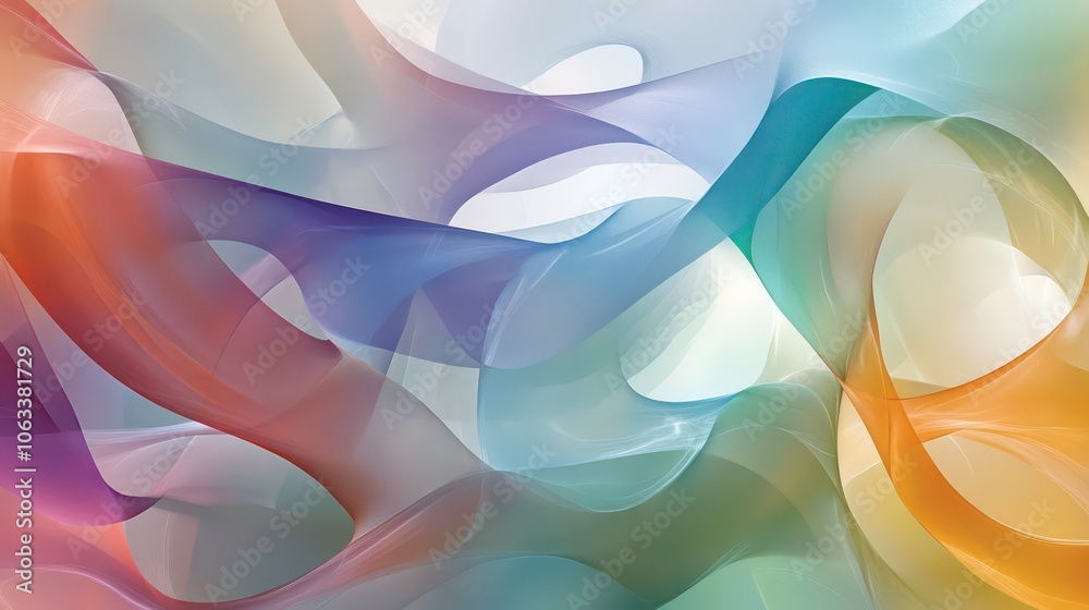 Poster Abstract swirling shapes in soft colors create a fluid, dynamic visual experience.