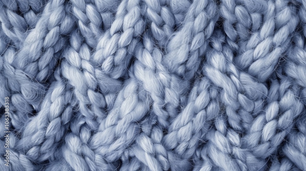 Poster a close-up shot of a blue knitted blanket, perfect for showcasing the texture and pattern